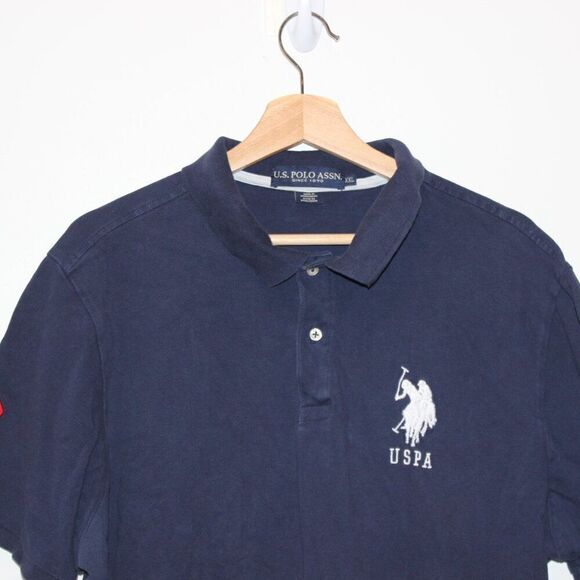 U.S. Polo Assn. Navy Blue 100% Cotton Button Details Polo Shirt Men's Size XXL - Picture 3 of 9